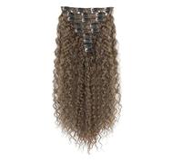 Extensions de cheveux à clips de 22 pouces, postiches synthétiques douces et bou s for femmes Hair Extensions(Ash Brown to Blonde)