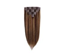 Extensions de cheveux à clips de 40,6 à 66 cm, vrais cheveux humains lisses, brun chocolat à blond caramel, extensions de cheveux brésiliens Remy à clips (120 g) Installation et enlèvement faciles(22i