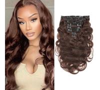 Extensions de cheveux à clips en humains véritables, 120g 8 pièces 20 clips | Extensions de cheveux humains Remy ondulés corps, invisibles et sans couture, sans nœuds ni perte, faciles à coiffer,22inch