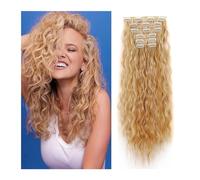 Extensions de cheveux à clipser 16 extensions de cheveux à clips, 6 pièces de cheveux naturels et doux et se mélangent bien, postiches synthétiques longues ondulées de sirène (22 pouces, 6 pièces) Cli