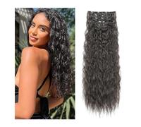 Extensions de cheveux à clipser 16 extensions de cheveux à clips, 6 pièces de cheveux naturels et doux et se mélangent bien, postiches synthétiques longues ondulées de sirène (22 pouces, 6 pièces) Cli