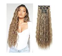 Extensions de cheveux à clipser 16 extensions de cheveux à clips, 6 pièces de cheveux naturels et doux et se mélangent bien, postiches synthétiques longues ondulées de sirène (22 pouces, 6 pièces) Cli