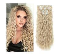 Extensions de cheveux à clipser 16 extensions de cheveux à clips, 6 pièces de cheveux naturels et doux et se mélangent bien, postiches synthétiques longues ondulées de sirène (22 pouces, 6 pièces) Cli