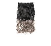 Extensions de cheveux à clipser 22 pouces Synthétique Clip Sur Extension De Cheveux Ombre Coloré Perruque One Piece Extension De Cheveux Ondulés 5 Clips Dans Postiche for Femmes Fille Clip d'extension