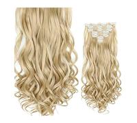Extensions de cheveux à clipser 24 Pouces Clip Dans Les Extensions De Cheveux Longs Ondulés 7 PCS 16 Clips Dans Les Extensions De Cheveux Longs Ondulés Synthétiques Blonde Noir Postiches Résistant À L