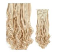 Extensions de cheveux à clipser 24 Pouces Clip Dans Les Extensions De Cheveux Longs Ondulés 7 PCS 16 Clips Dans Les Extensions De Cheveux Longs Ondulés Synthétiques Blonde Noir Postiches Résistant À L
