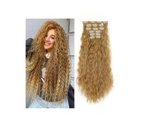 Extensions de cheveux à clipser, 6 pièces, postiche synthétique ondulé à clipser for femmes, 55 cm Installation et enlèvement faciles(Dark blonde)