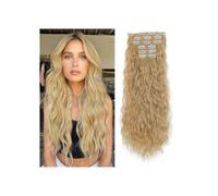Extensions de cheveux à clipser, 6 pièces, postiche synthétique ondulé à clipser for femmes, 55 cm Installation et enlèvement faciles(Honey Blonde)