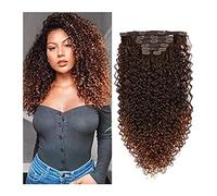 Extensions de cheveux à clipser 7 pièces Kinky Curly Clip In Extension de Cheveux Tête Complète - Double Trame Tête Complète Résistance à la Chaleur Extension de Cheveux Synthétiques Faux Cheveux for