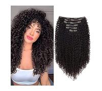 Extensions de cheveux à clipser 7 pièces Kinky Curly Clip In Extension de Cheveux Tête Complète - Double Trame Tête Complète Résistance à la Chaleur Extension de Cheveux Synthétiques Faux Cheveux for