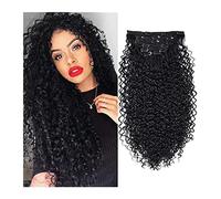 Extensions de cheveux à clipser 7 pièces Kinky Curly Clip In Extension de Cheveux Tête Complète - Double Trame Tête Complète Résistance à la Chaleur Extension de Cheveux Synthétiques Faux Cheveux for