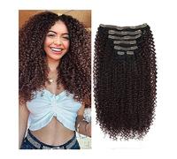 Extensions de cheveux à clipser 7 pièces Kinky Curly Clip In Extension de Cheveux Tête Complète - Double Trame Tête Complète Résistance à la Chaleur Extension de Cheveux Synthétiques Faux Cheveux for