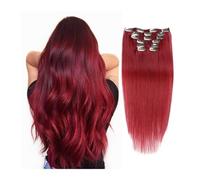 Extensions de cheveux à clipser, 7 pièces par lot, cheveux humains véritables, couleur rouge vin, extensions de cheveux 100% humains vierges Remy, clips à double trame, raides Installation et enlèvem