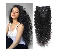 Extensions de cheveux à clipser 8-26 Pouces Kinky Curly Clip In Hair Extension, 120g / Set Double Trame Pleine Tête Extension de Cheveux Humains Brésiliens Remy Cheveux Humains for Femmes 8 pièces Cli