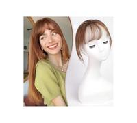 Extensions de cheveux à clipser avec frange en cheveux humains, postiches à frange aérienne for femmes, 3 clips de fixation Hair Extensions(Ash Brown)