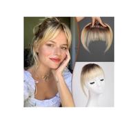 Extensions de cheveux à clipser avec frange en cheveux humains, postiches à frange aérienne for femmes, 3 clips de fixation Hair Extensions(Ombre Light Blonde)