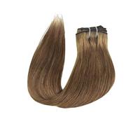 Extensions de cheveux à clipser brun foncé 120 g Remy, cheveux humains, doux, soyeux, lisses, for femmes, 8 pièces, 25,4 à 66 cm Wear and Go(#8,22inches)