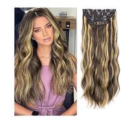 Extensions de cheveux à clipser Extensions de Cheveux, 4PCS Clip dans les Extensions de Cheveux Bouclés Ondulés Épais Pleine Tête Clip dans les Extensions Synthétiques Longs Naturels Noir Postiches fo