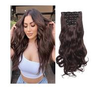 Extensions de cheveux à clipser Extensions de cheveux humains à clipser Extensions synthétiques ondulées naturelles 22 pouces Double trame avec 16 clips solides par paquet 120 g/ensemble 6 pièces/lot