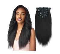 Extensions de cheveux à clipser Extensions de cheveux humains lisses Remy à clips, 7 pièces, extensions de cheveux à clips, 12 à 26 pouces, noir de jais, vrais cheveux humains épais, extensions de che