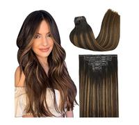 Extensions de cheveux à clipser Extensions de cheveux sans couture Cheveux humains Clip noir dans les extensions de cheveux Double PU Trame Invisible Straight Natural Remy Clip on Human Hair Extension