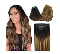 Extensions de cheveux à clipser Extensions de cheveux sans couture Cheveux humains Clip noir dans les extensions de cheveux Double PU Trame Invisible Straight Natural Remy Clip on Human Hair Extension