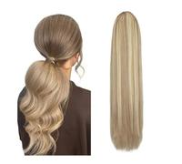 Extensions de cheveux à clipser, queue de cheval longue blonde à reflets, 120 g, cheveux naturels lisses avec cordon de serrage Pour un usage quotidien(26inch)