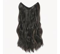 Extensions de cheveux à fil invisible marron foncé avec mèches, extensions de cheveux longs ondulés avec bandeau transparent, ligne de pêche, pièces de cheveux secrètes pour femmes Mélange de fibres d