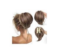 Extensions de cheveux à pince courte en queue de cheval, chignon décoiffé à faire soi-même for femmes, postiches synthétiques Look élégant chic(86H10)