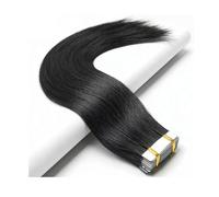 Extensions de cheveux à ruban adhésif de 16 à 26 pouces, postiche lisse invisible de cheveux humains for femmes 20 pièces/50g Wear and Go(Black,22 inch)