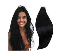 Extensions de cheveux avec bande adhésive Extensions de cheveux à bande adhésive #1B - Cheveux humains Remy noirs naturels - 20 pièces - 50 g - Trame de peau lisse et soyeuse - Sans couture - Extensio