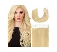 Extensions de cheveux avec bande adhésive Extensions de cheveux à bande adhésive #613 blond décoloré - Extensions de cheveux humains - 20 pièces - 50 g - Cheveux lisses et soyeux - Remy - Sans couture