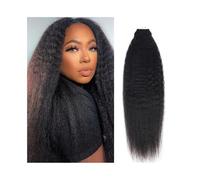 Extensions de cheveux avec bande adhésive Extensions de cheveux humains crépus droits avec bande adhésive for femme noire, couleur naturelle, trame de peau invisible, 35,6 à 66 cm, 20 pièces/50 g Band