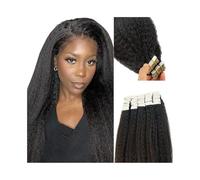 Extensions de cheveux avec bande adhésive Extensions de cheveux humains crépus lisses, trame de peau noire naturelle, bande de cheveux Remy invisible dans les extensions de cheveux 50g 20 pièces/paque