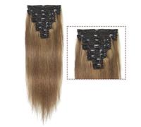 Extensions de cheveux avec clip pour cheveux humains raides, 8 pièces, vierges brésiliennes 10A, 16-26 pouces(8,18INCHES_240GSET)