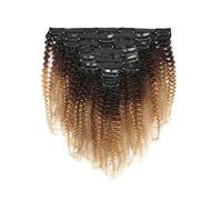 Extensions de cheveux bouclés à clipser de couleur marron de 10 à 20 pouces, 120 g/ensemble de cheveux humains afro bouclés Wear and Go(Brown+blonde,10 inch)