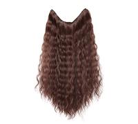 Extensions de cheveux bouclés à clipser en forme de U 3/4 Demi perruque autour de la tête Invisible 61 cm Brun foncé