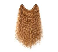Extensions de cheveux bouclés bouclés à clipser en forme de U 3/4 Demi perruque autour de la tête Invisible 61 cm Marron lin