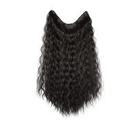 Extensions de cheveux bouclés bouclés à clipser en forme de U 3/4 Demi perruque autour de la tête Invisible 61 cm Noir