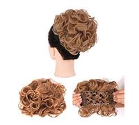 Extensions de cheveux bouclés et désordonnés - Chignons chignons faciles à étirer - Peignes à clipser - Extensions de queue de cheval pour femme - Chignons naturels (couleur : Q8-23)