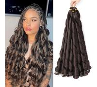 Extensions de cheveux bouclés français pour tresses en boîte, 55,9 cm, pré-étirés, rebondissants, bouclés au crochet pour femme (4#, 55,9 cm)