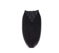 Extensions de cheveux brésiliens Remy à clips, Extensions de cheveux humains noirs naturels crépus lisses à clips for femmes Installation et enlèvement faciles(26inches)