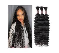 Extensions de cheveux brésiliens Remy ondulés profonds for tressage, lot de 1 à 3, sans trame(22 24 26)