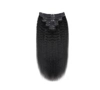 Extensions De Cheveux Brésiliens Remy Yaki Lisses À Clips, 12 À 26 Pouces, Vrais Cheveux Humains For Femmes, Double Trame, Tête Complète, Noir Naturel Wear and Go(26inches)