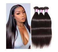 Extensions De Cheveux Bundles de cheveux humains droits 8-30 pouces armure de cheveux Bundles de cheveux raides brésiliens Les extensions de cheveux humains peuvent être teintes Tissage Cheveux(Jet Bl