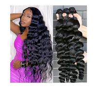 Extensions De Cheveux Bundles de tissage de cheveux péruviens Bundles de cheveux humains crus Bundles de vague lâche de 12 à 30 pouces Remy Extension1 / 3/4 Bundles Tissage Cheveux(14inches)