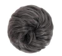 Extensions de cheveux chignon désordonné pour femme, postiche de chignon synthétique ondulé bouclé avec élastique, chouchou en forme de beignet pour femmes et filles (couleur : DIMGRAY)