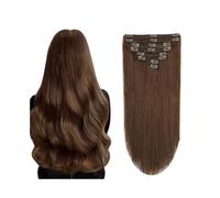 Extensions de cheveux Clip dans les extensions de cheveux humains Cheveux remy brésiliens 10-26 pouces 120g 8 morceaux de vrais raides comme soie dans l'extension #4 Extensions brunes(20inches 120g)