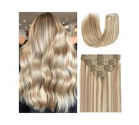 Extensions de cheveux Clip dans les extensions de cheveux vrais humains 16"-26" P8/613 Mise en évidence des couleurs Extensions lisses blondes 8 pièces Double trame Remy(26inches 120g)