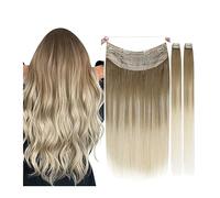 Extensions de cheveux Clip dans les extensions de cheveux vrais humains, naturels doux faits à la main for femmes, clip longs et raides l'extension Invisibles(BA8A-60,12 inches)